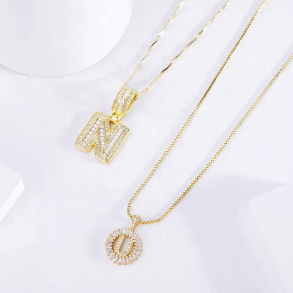 Pave letter initial necklace set